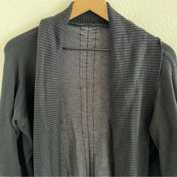 Lululemon Transformation Wrap Black Cozy Longline Sweater Cinched Back FLAWED 4 - Picture 2 of 10